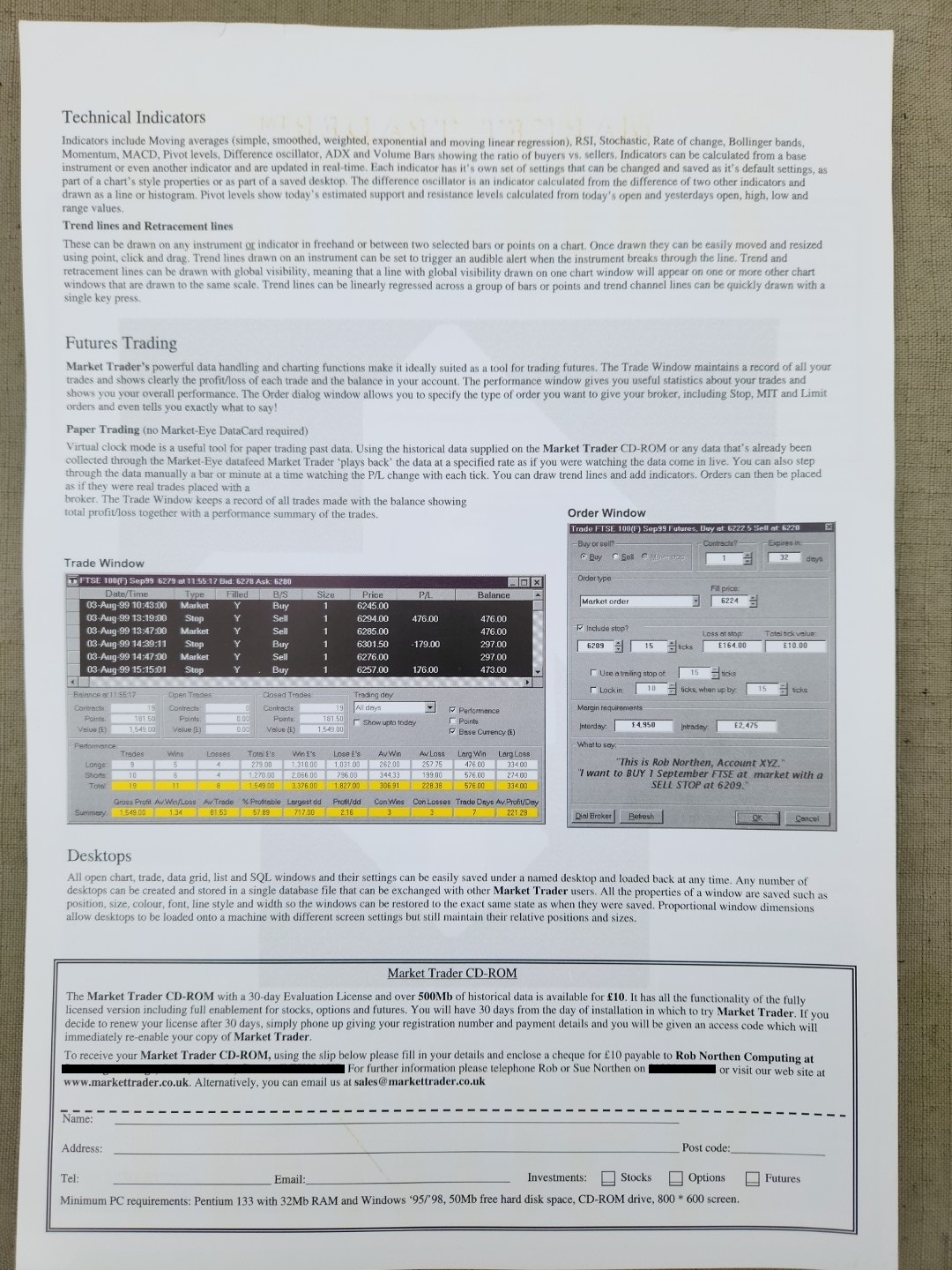 Market Trader technical indicators page